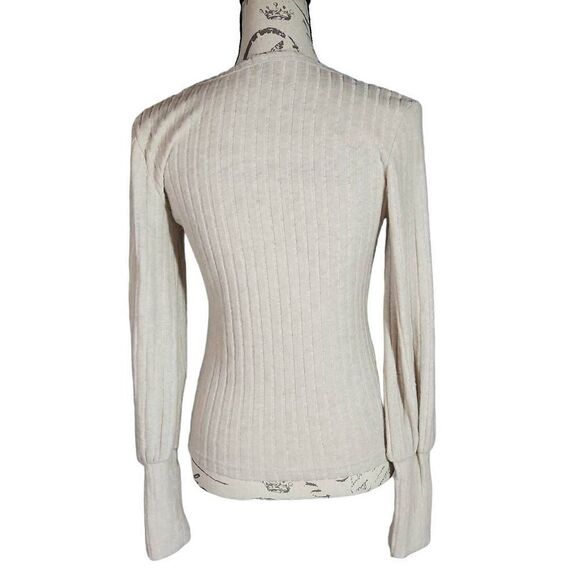 Shein Ladies Size Medium Tan Soft Ribbed Long Sleeve Knit Top - Picture 3 of 6